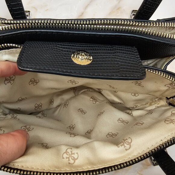 Guess Huntley Small Cali Satchel, Black - Picture 5 of 9